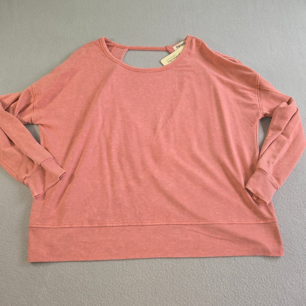 Impressions Sweatshirt Women Large Pink Open Back Criss Cross T51082